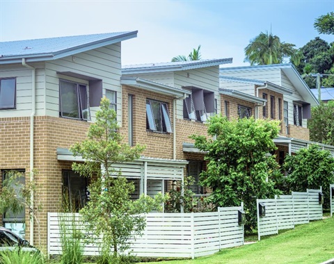 A row of apartments.