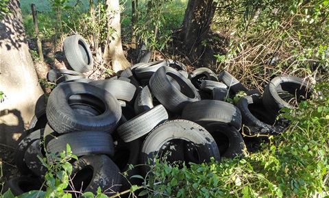 A pile of tyres that had been illegally dumped.