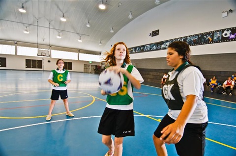 Girls play netball at GSAC.