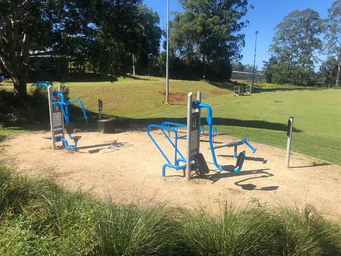 The outdoor fitness equipment at Balzer Park.
