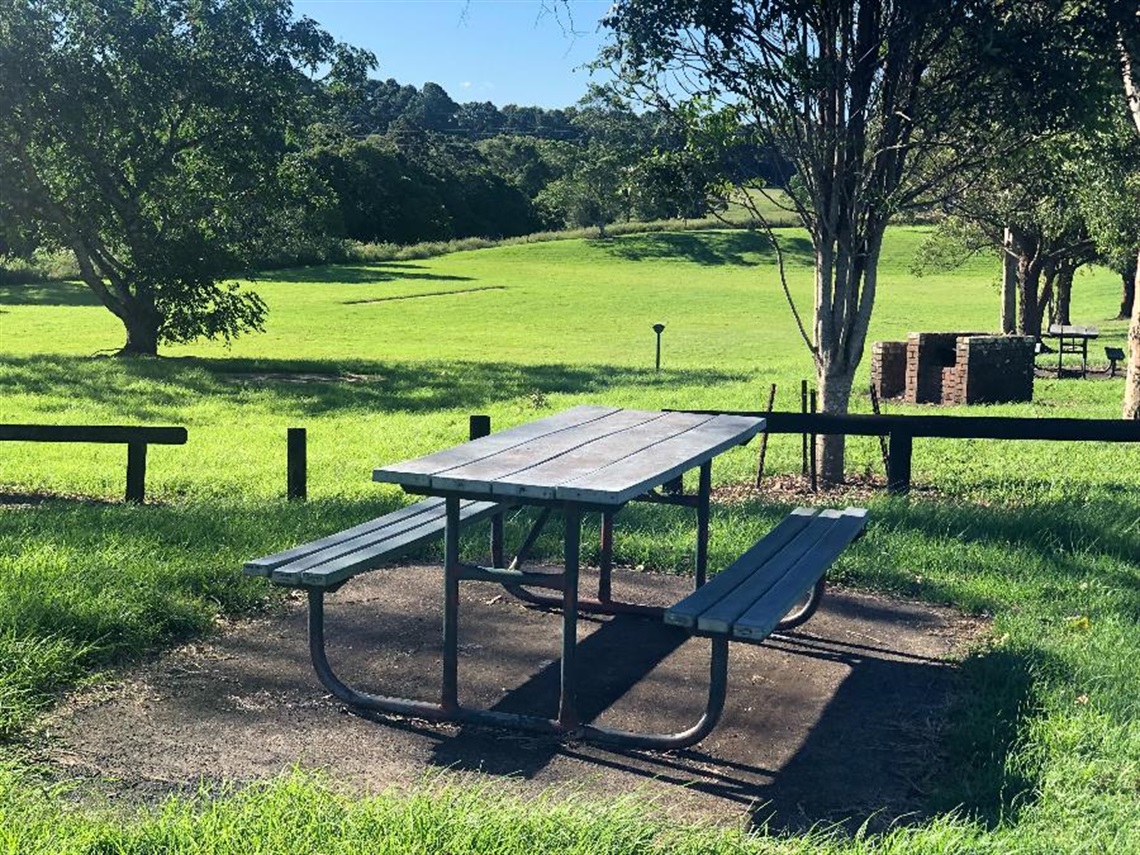 A picnic table at Tregeagle Oval.