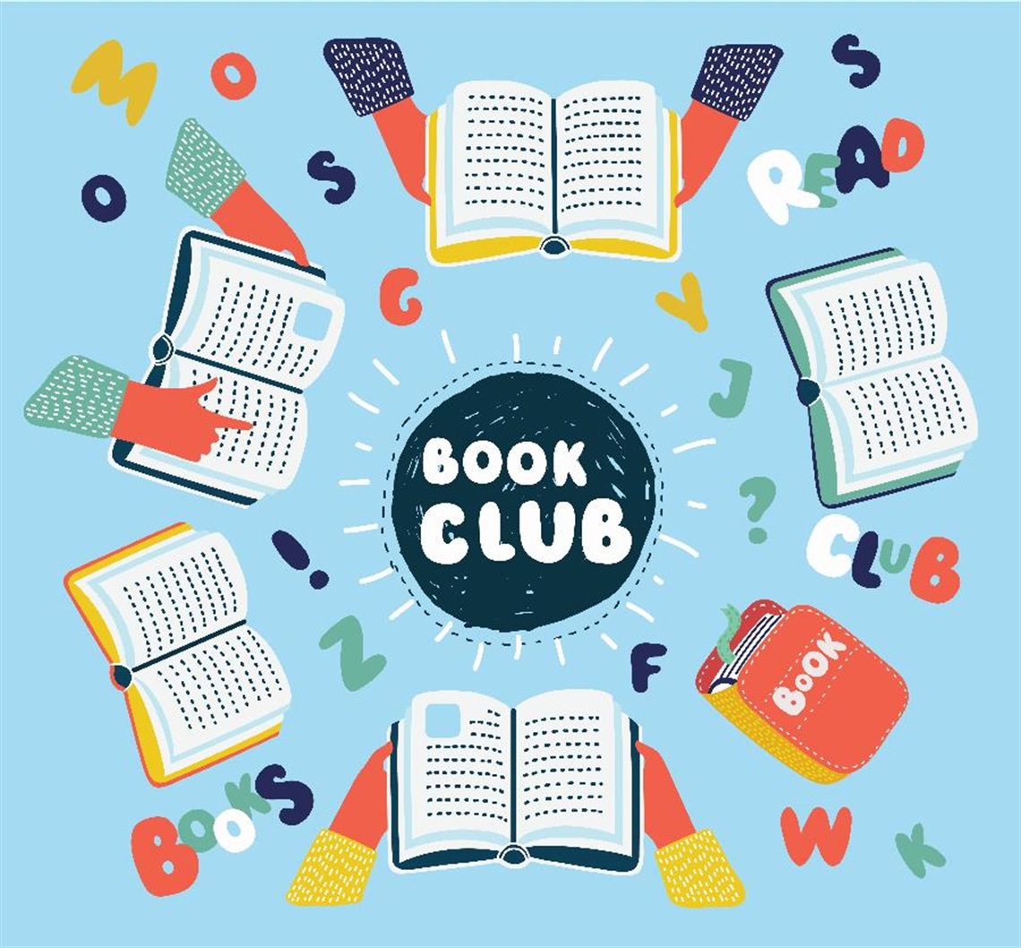 pctures of books with text 'Book Club'