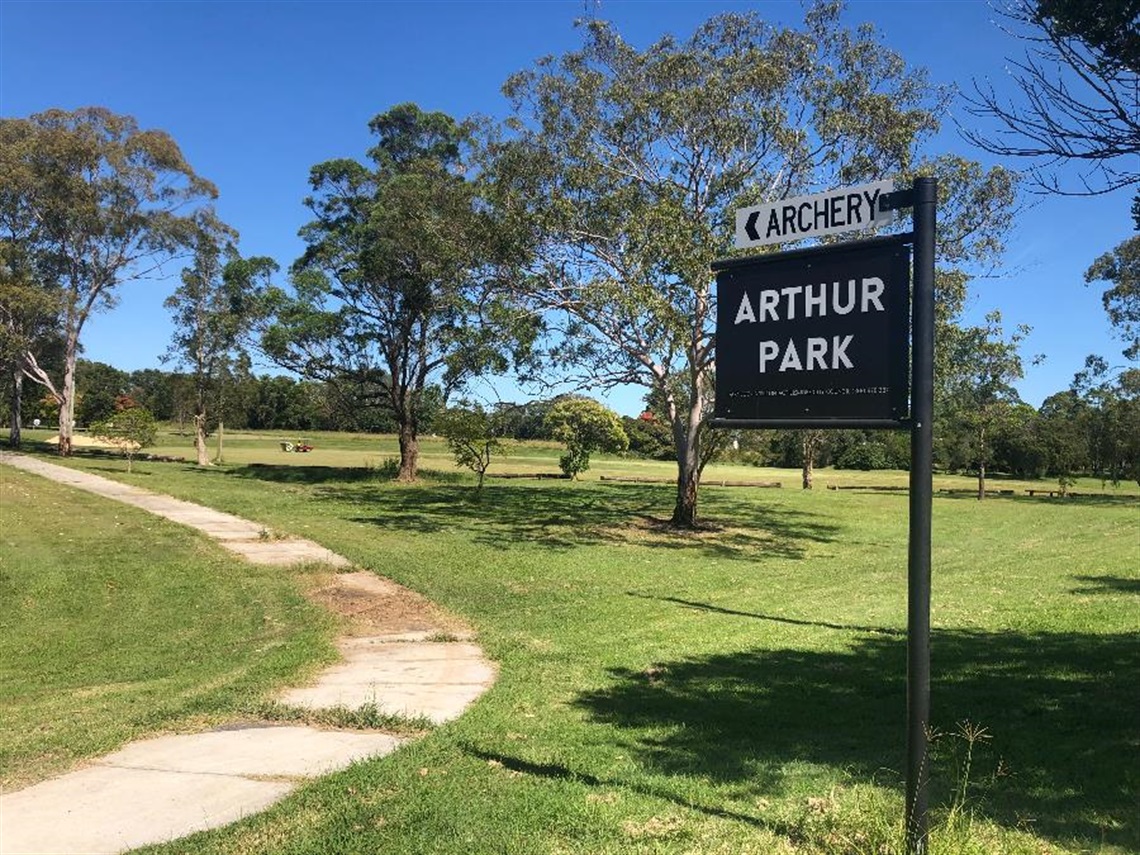The sign at Arthur Park.