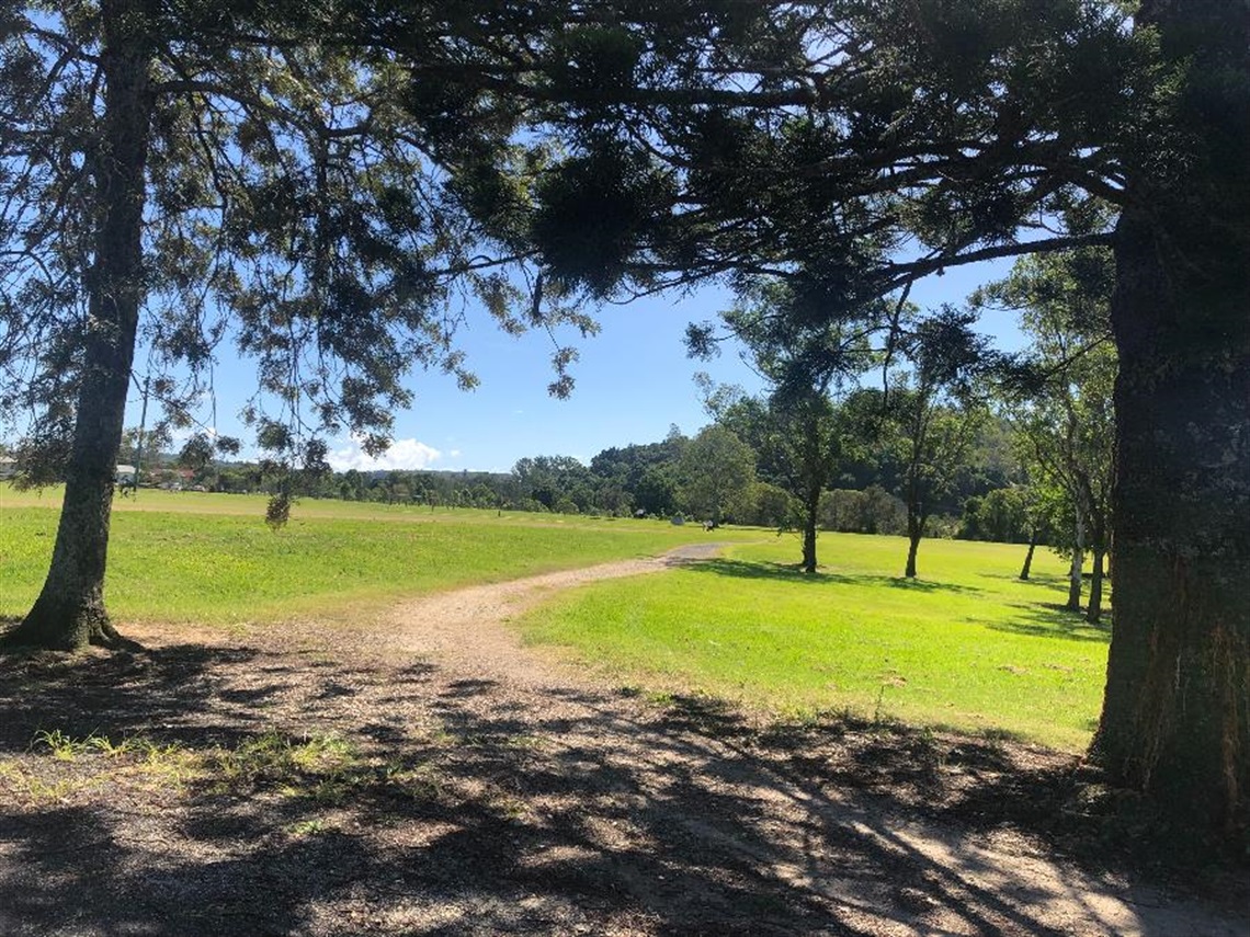 The unpaved walking tracks at Caniaba Street Reserve.