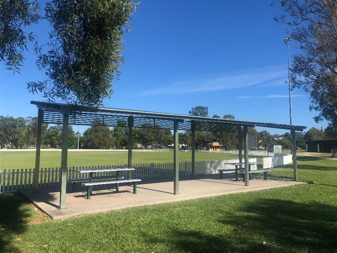 The picnic tables at Mortimer Oval.
