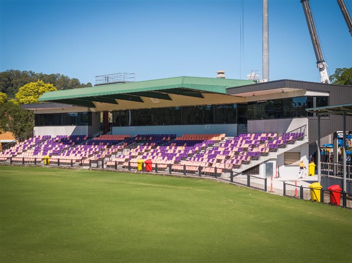 The grandstand at Oakes Oval.