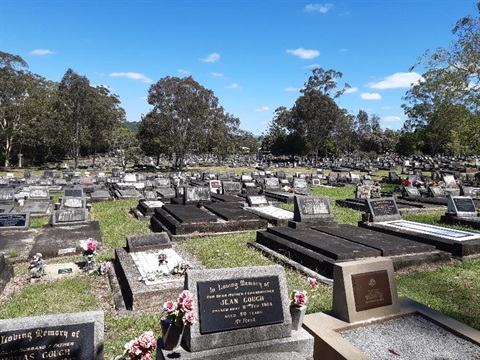 Graves at the East Lismore Cemetery.