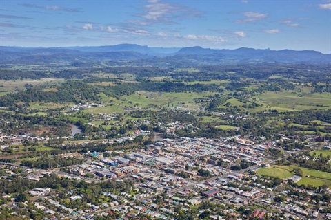 An aerial view over the Lismore region.