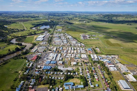 An aerial view of Lismore.