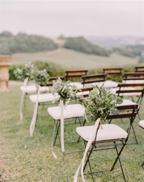 An outdoor wedding set up.