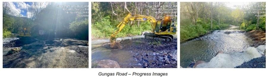 Works commenced at the end of April on Gungas Road to desilt the creek crossing at Black Sheep.