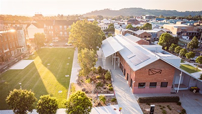 Lismore Regional Gallery and Quad aerial view