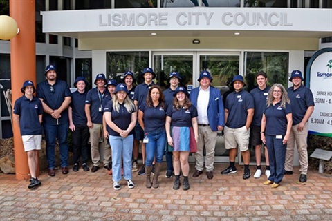 LEAP participants and staff outside Council offices in Goonellabah. 