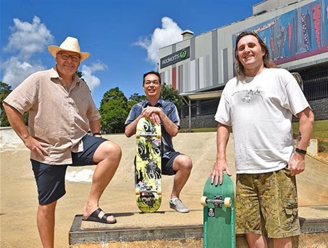 Lismore City Mayor Steve Krieg at the skatepark launching GNAR WALLS.