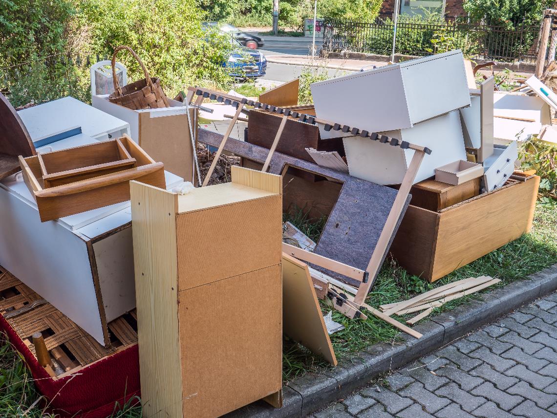 Household waste left on the kerb.