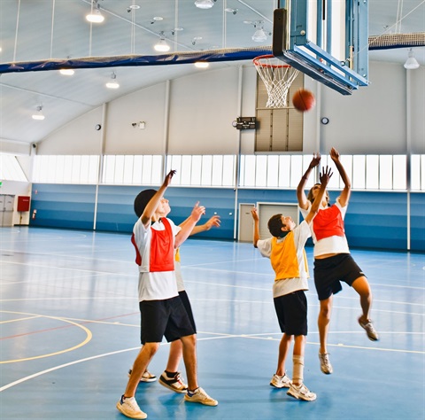 Kids playing basketball at GSAC.