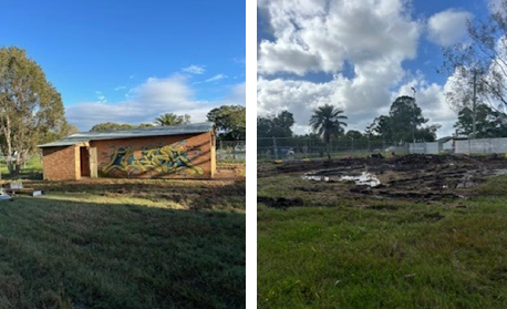 Before and after of the demolition.