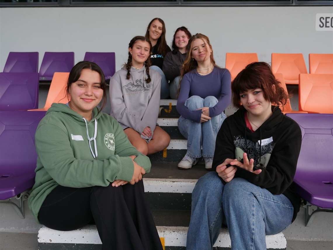 Lismore City Council Senior Stakeholder and Communications Officer Rebecca Sproule (back) with ABC Takeover Lismore winners who developed the High Schoolers Haven concept.